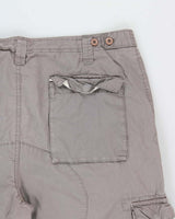 Vintage Y2K 00s Nike Grey Canvas Relaxed Fit Wide Leg Cargo Trousers - W34 L31