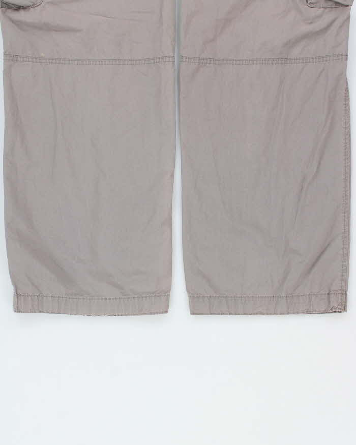 Vintage Y2K 00s Nike Grey Canvas Relaxed Fit Wide Leg Cargo Trousers - W34 L31