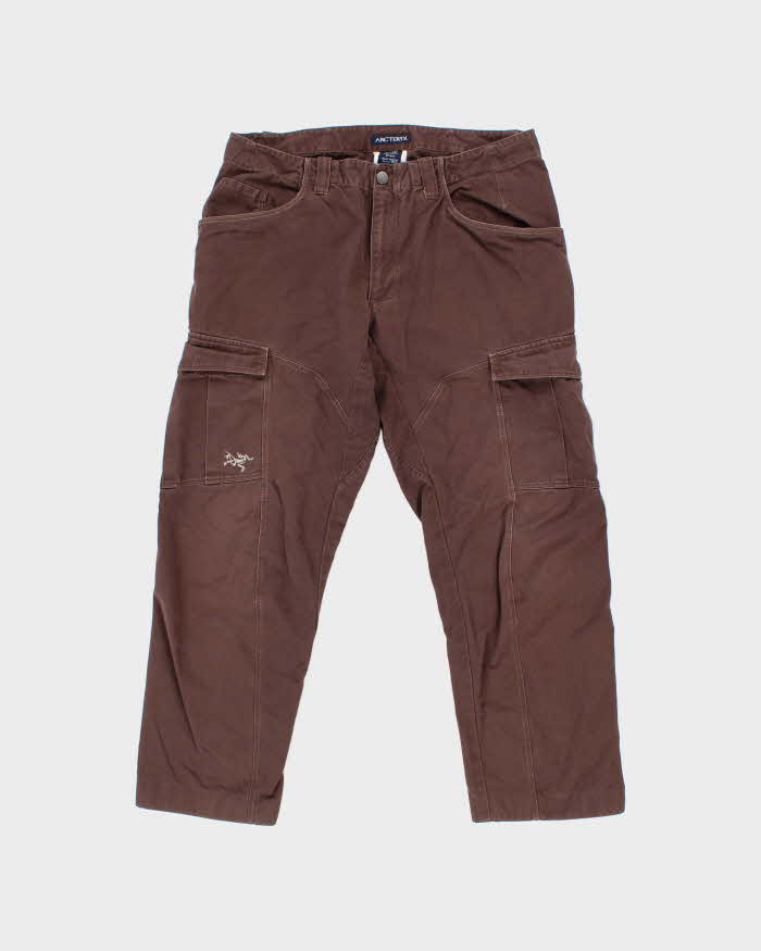 Vintage Y2K 00s Arc'teryx Brown Low-Rise Canvas Relaxed Straight Leg Technical Trousers - W35 L28