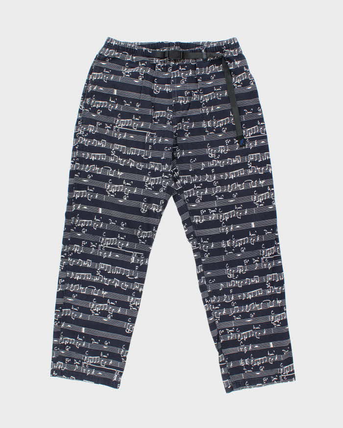 Gramicci x Bookworks Navy Musical Durable Twill Canvas Relaxed Fit Wide Leg Elastic Jazz Alpine Climbing Trousers - L