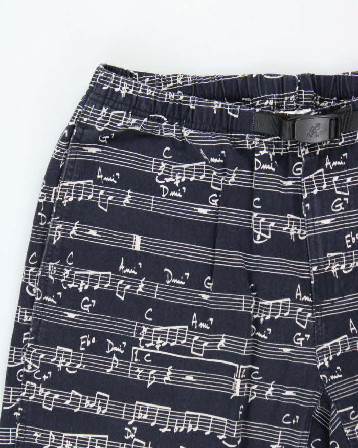 Gramicci x Bookworks Navy Musical Durable Twill Canvas Relaxed Fit Wide Leg Elastic Jazz Alpine Climbing Trousers - L