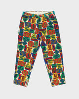 Vintage 1960s High-Rise Cool Kids Advertising Promo USA Hippy Protest Print Canvas Cotton Relaxed Fit Chino Trousers - W34 L28
