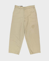 Vintage 1990s Vans Khaki Canvas High-Rise Relaxed Fit Wide Leg Baggy Skater Chinos - W34 L28