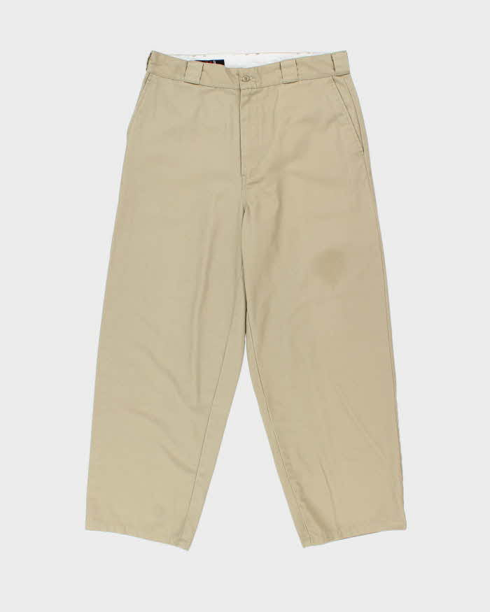 Vintage 1990s Vans Khaki Canvas High-Rise Relaxed Fit Wide Leg Baggy Skater Chinos - W34 L28