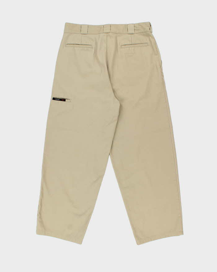 Vintage 1990s Vans Khaki Canvas High-Rise Relaxed Fit Wide Leg Baggy Skater Chinos - W34 L28