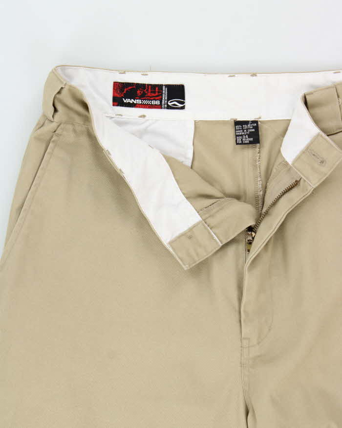 Vintage 1990s Vans Khaki Canvas High-Rise Relaxed Fit Wide Leg Baggy Skater Chinos - W34 L28