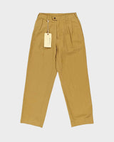 DSWT Non Stock MFG Tan Khaki High-Rise Double Pleated '1930's Ivy' Relaxed Straight Fit Chinos - W28 L29