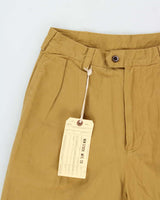 DSWT Non Stock MFG Tan Khaki High-Rise Double Pleated '1930's Ivy' Relaxed Straight Fit Chinos - W28 L29