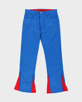 Vintage '04 Levi's 513 Black Tab Sta-Prest Mid-Rise Electric Blue Canvas Flared Trousers - W32 L33