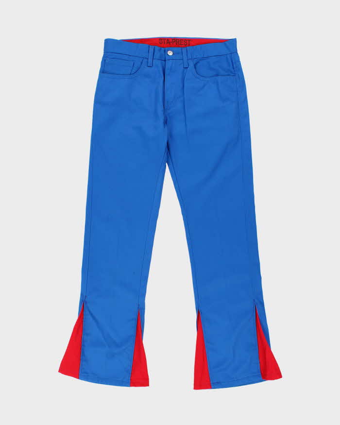 Vintage '04 Levi's 513 Black Tab Sta-Prest Mid-Rise Electric Blue Canvas Flared Trousers - W32 L33