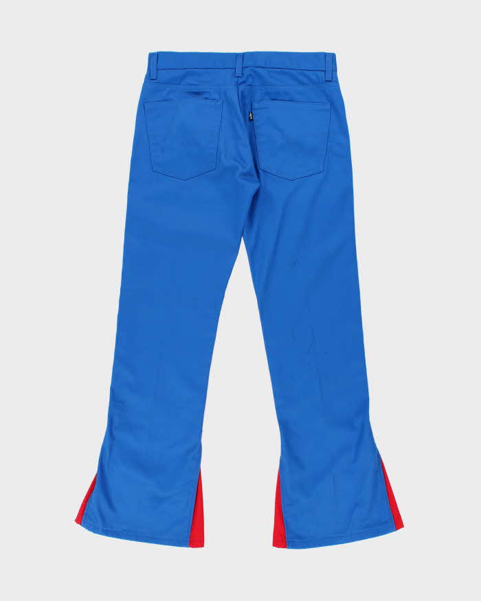Vintage '04 Levi's 513 Black Tab Sta-Prest Mid-Rise Electric Blue Canvas Flared Trousers - W32 L33
