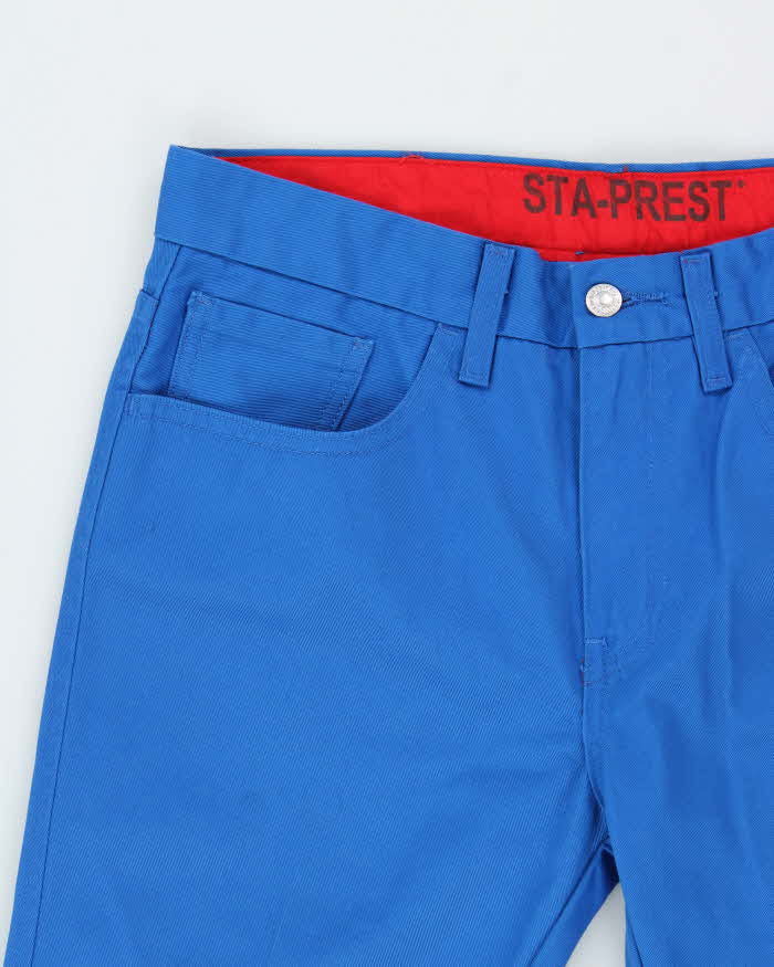 Vintage '04 Levi's 513 Black Tab Sta-Prest Mid-Rise Electric Blue Canvas Flared Trousers - W32 L33