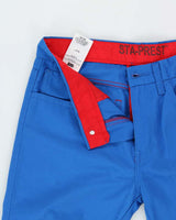 Vintage '04 Levi's 513 Black Tab Sta-Prest Mid-Rise Electric Blue Canvas Flared Trousers - W32 L33