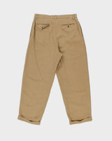Vintage Y2K 00s Polo Ralph Lauren Khaki Herringbone High-Rise Double Pleated Linen Blend Relaxed Fit Trousers - W32 L28
