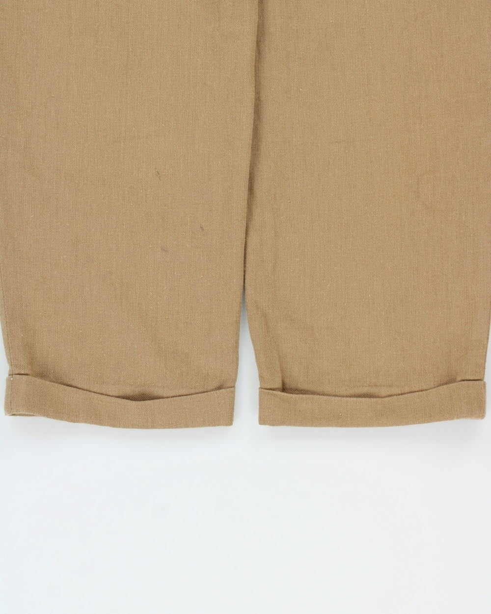 Vintage Y2K 00s Polo Ralph Lauren Khaki Herringbone High-Rise Double Pleated Linen Blend Relaxed Fit Trousers - W32 L28