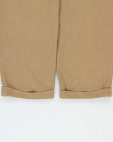 Vintage Y2K 00s Polo Ralph Lauren Khaki Herringbone High-Rise Double Pleated Linen Blend Relaxed Fit Trousers - W32 L28