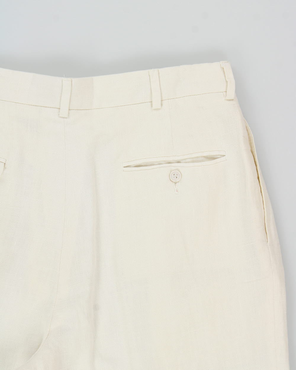 Vintage 1990s Polo Ralph Lauren Cream High-Rise Double Pleated Ocean Washed Linen Wide Leg Relaxed Fit Trousers - W30 L30