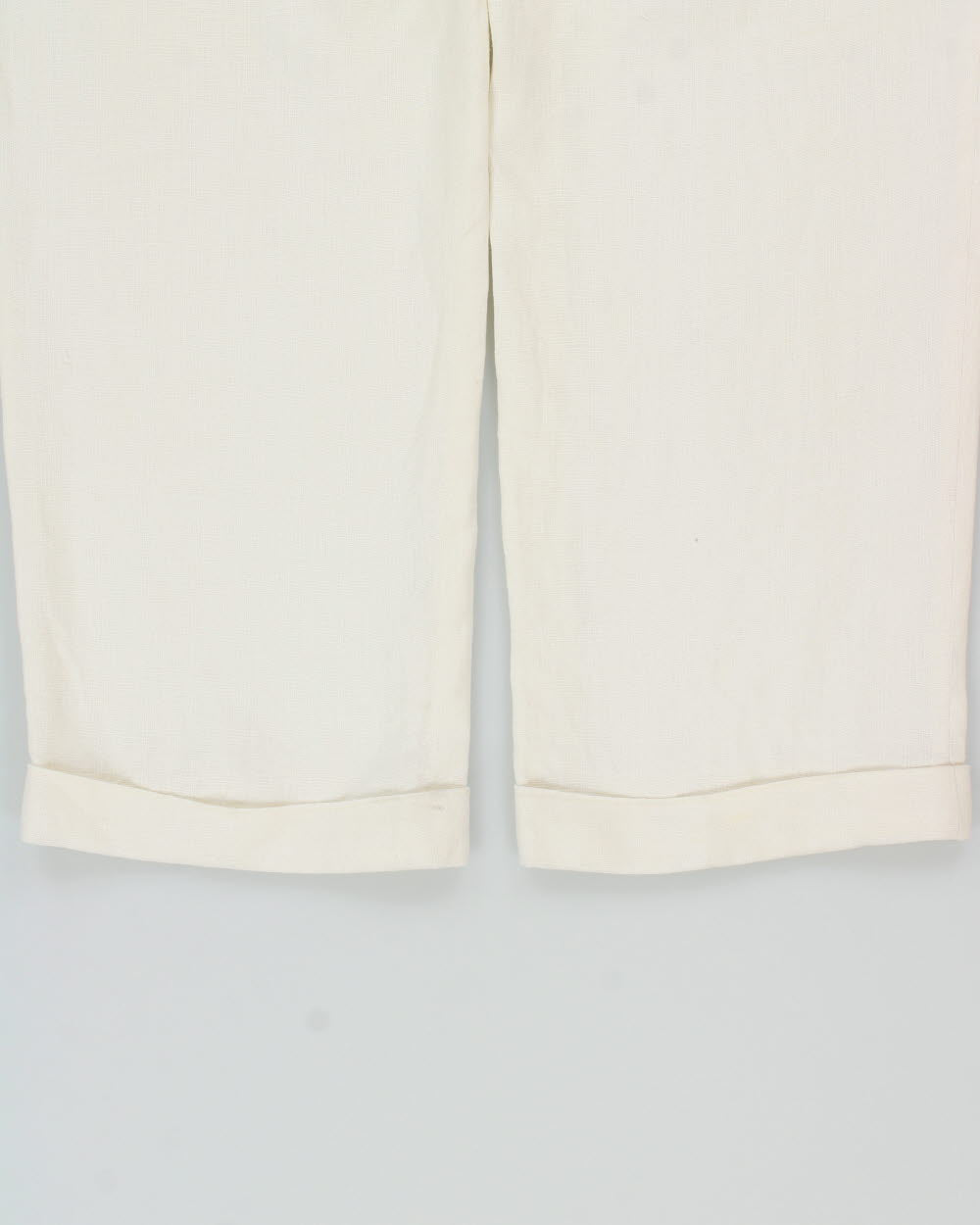 Vintage 1990s Polo Ralph Lauren Cream High-Rise Double Pleated Ocean Washed Linen Wide Leg Relaxed Fit Trousers - W30 L30