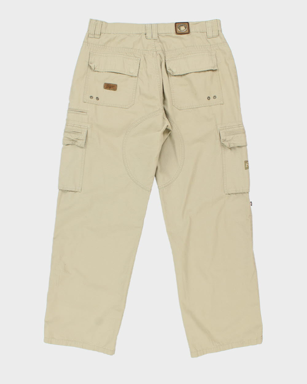 Vintage Y2K 00s Enyce Desert Khaki Grid Canvas Relaxed Fit Wide Leg Cargo Trousers - W36 L32
