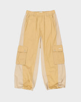 Obey Two-Tone Tan Khaki Lightweight Canvas Relaxed Wide Leg Adjustable Cargo Trousers - M