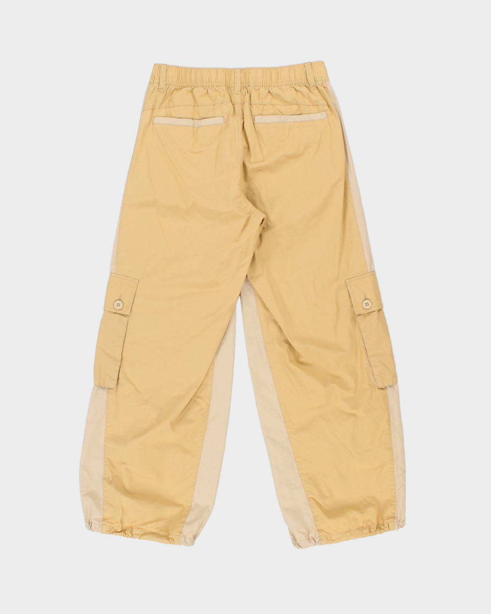 Obey Two-Tone Tan Khaki Lightweight Canvas Relaxed Wide Leg Adjustable Cargo Trousers - M