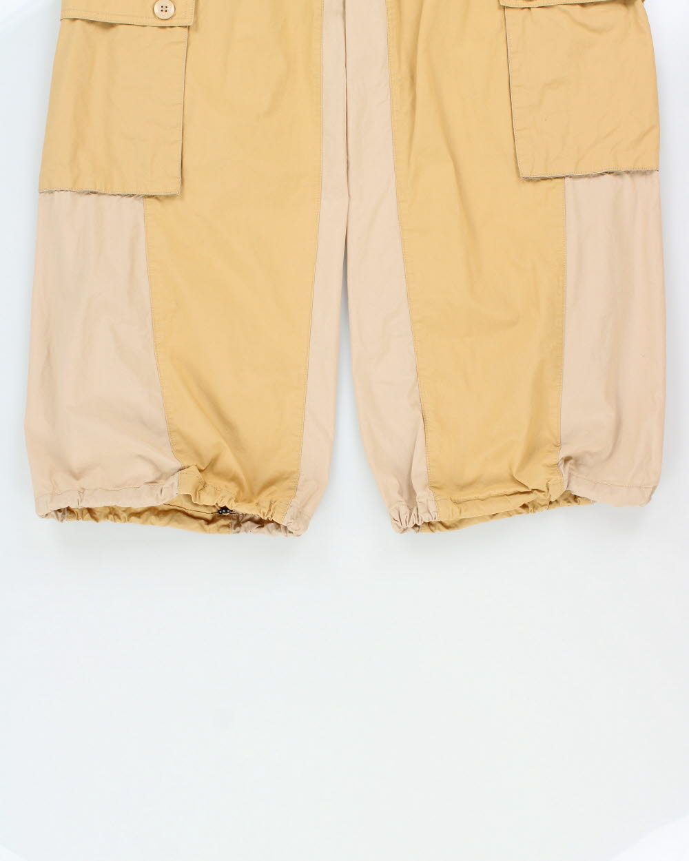 Obey Two-Tone Tan Khaki Lightweight Canvas Relaxed Wide Leg Adjustable Cargo Trousers - M