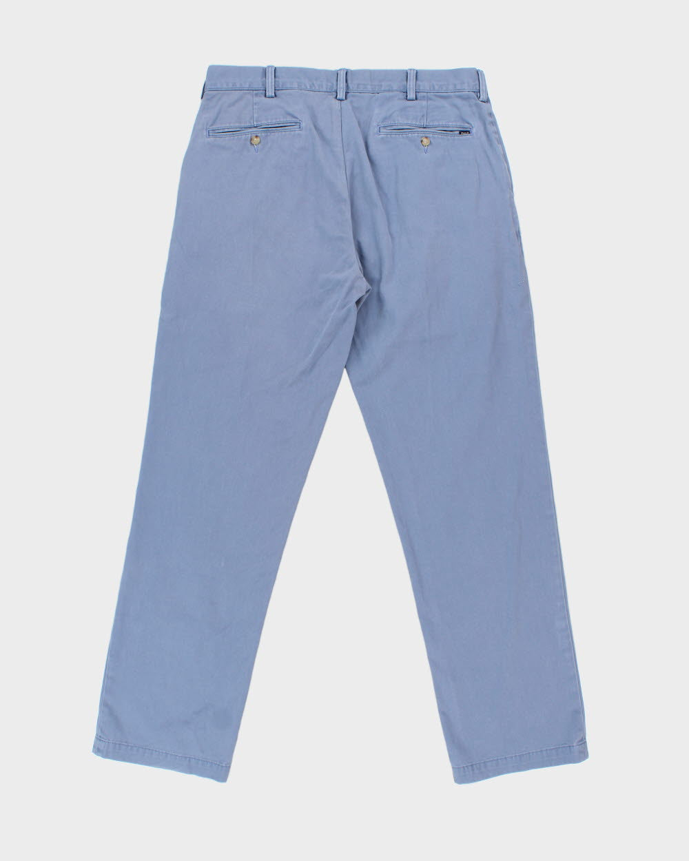 Vintage Y2K 00s Polo Ralph Lauren Stone Wash Blue Classic Fit Straight Leg Canvas Chino Trousers - W34 L32