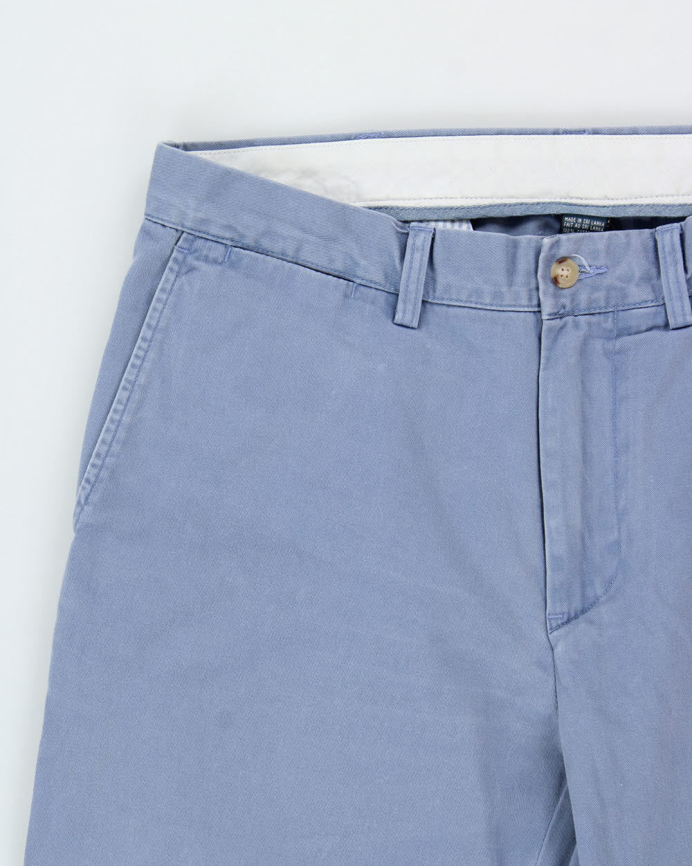Vintage Y2K 00s Polo Ralph Lauren Stone Wash Blue Classic Fit Straight Leg Canvas Chino Trousers - W34 L32