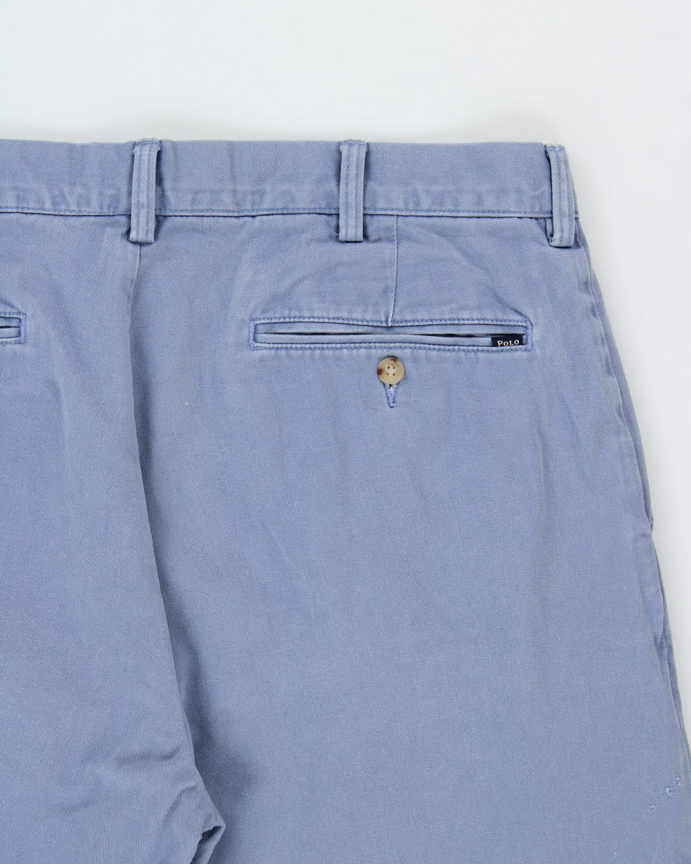 Vintage Y2K 00s Polo Ralph Lauren Stone Wash Blue Classic Fit Straight Leg Canvas Chino Trousers - W34 L32