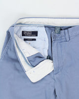 Vintage Y2K 00s Polo Ralph Lauren Stone Wash Blue Classic Fit Straight Leg Canvas Chino Trousers - W34 L32
