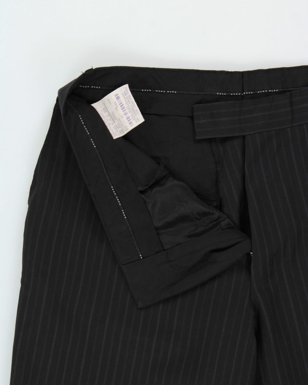 Vintage Y2K 00s Hugo Boss Striped Wool Relaxed Fit Straight Leg Suit Trousers - W33 L31