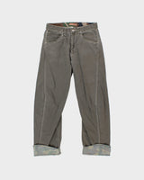 Vintage Y2K 00s Armywalk Khaki Canvas Barrel Leg Camo Cuff Trousers - W30 L30