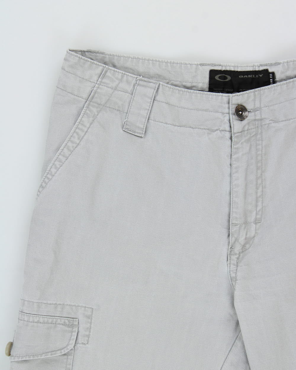 Vintage Oakley Pale Grey Canvas Regular Fit Straight Leg Cargo Trousers - W32 L32