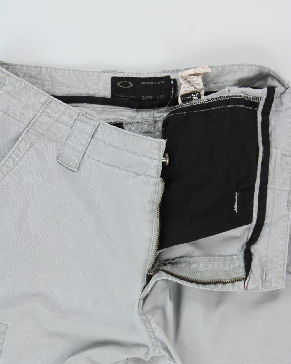 Vintage Oakley Pale Grey Canvas Regular Fit Straight Leg Cargo Trousers - W32 L32
