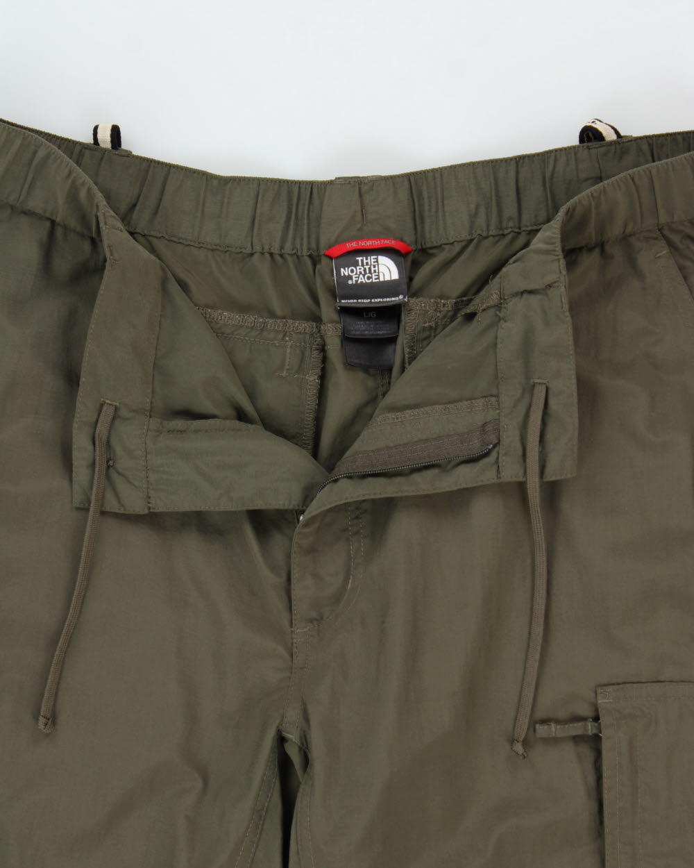 Vintage The North Face Khaki Soft Shell Convertible Relaxed Straight Leg Hiking Trousers - L