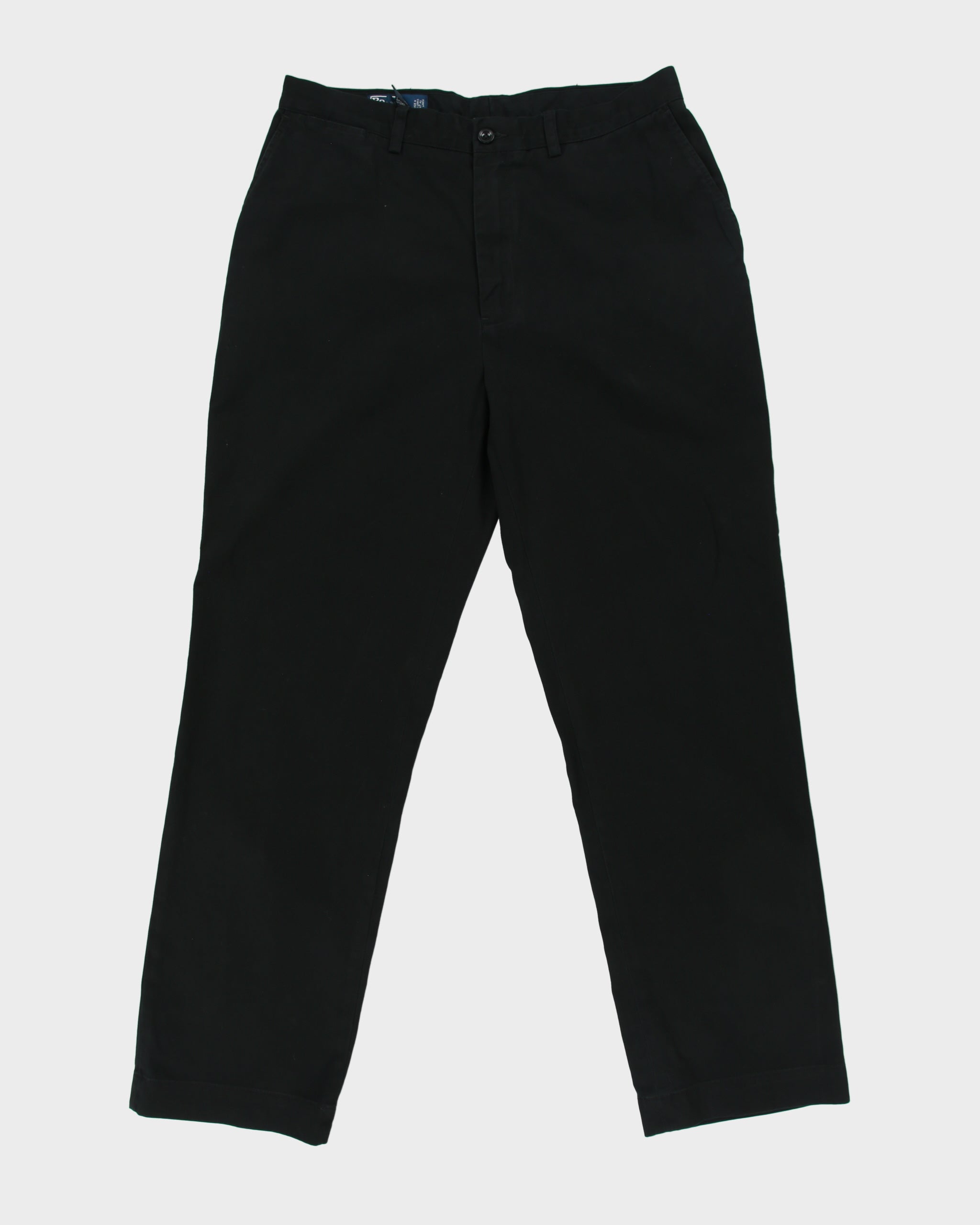 Vintage Y2K 00s Polo Ralph Lauren Black Classic Chino Relaxed Fit Straight Leg 'Prospect Pant' Trousers - W35 L32