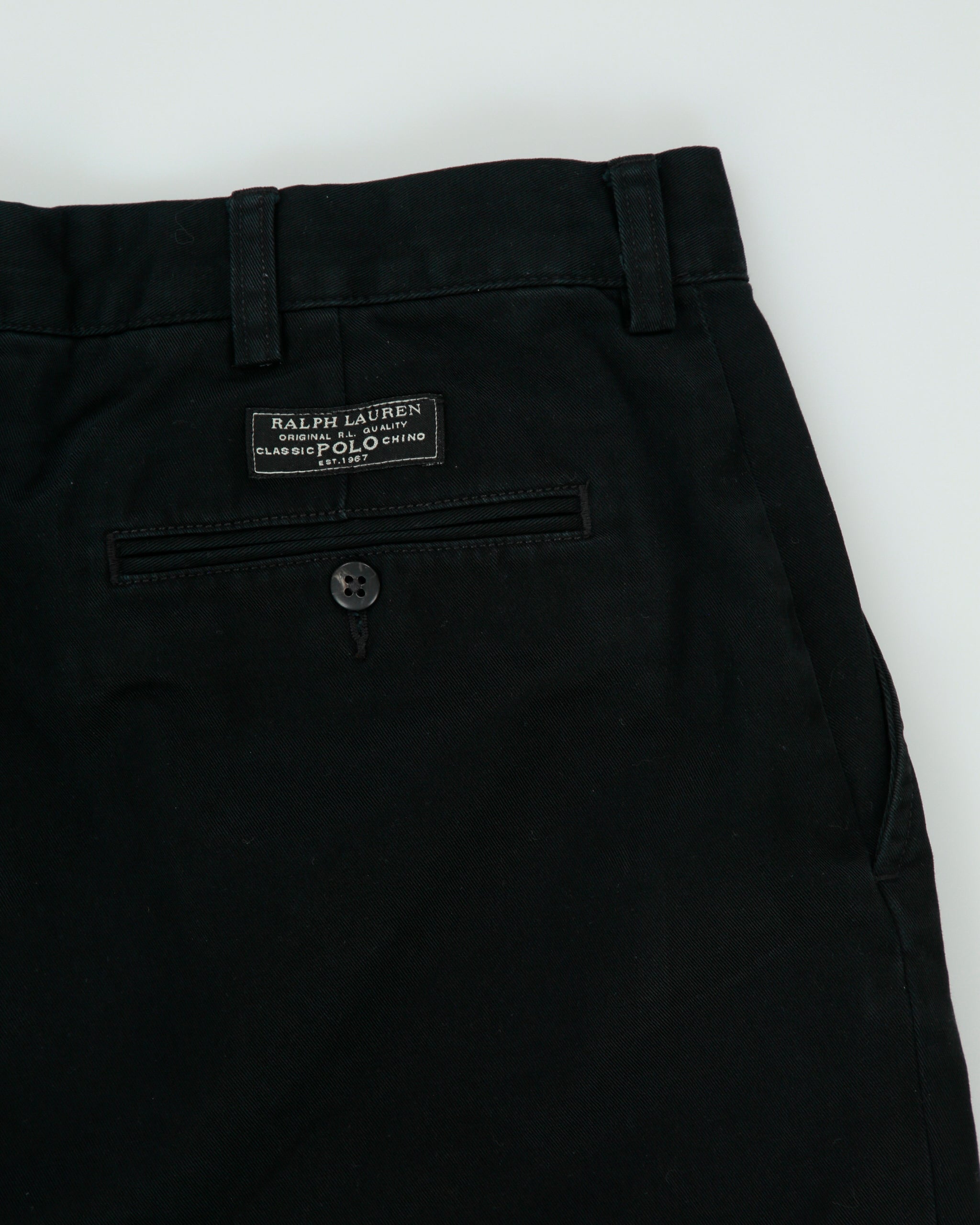 Vintage Y2K 00s Polo Ralph Lauren Black Classic Chino Relaxed Fit Straight Leg 'Prospect Pant' Trousers - W35 L32