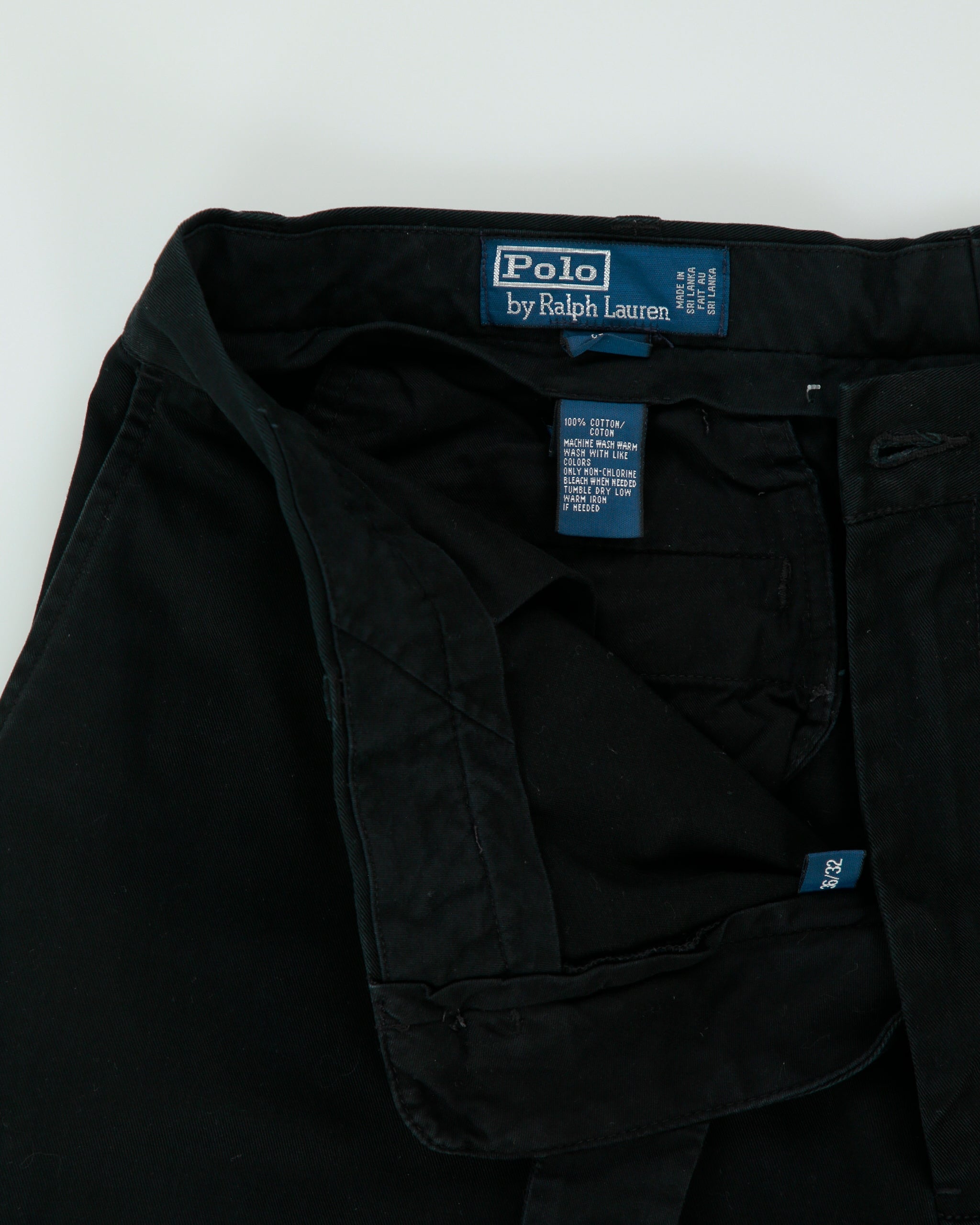 Vintage Y2K 00s Polo Ralph Lauren Black Classic Chino Relaxed Fit Straight Leg 'Prospect Pant' Trousers - W35 L32