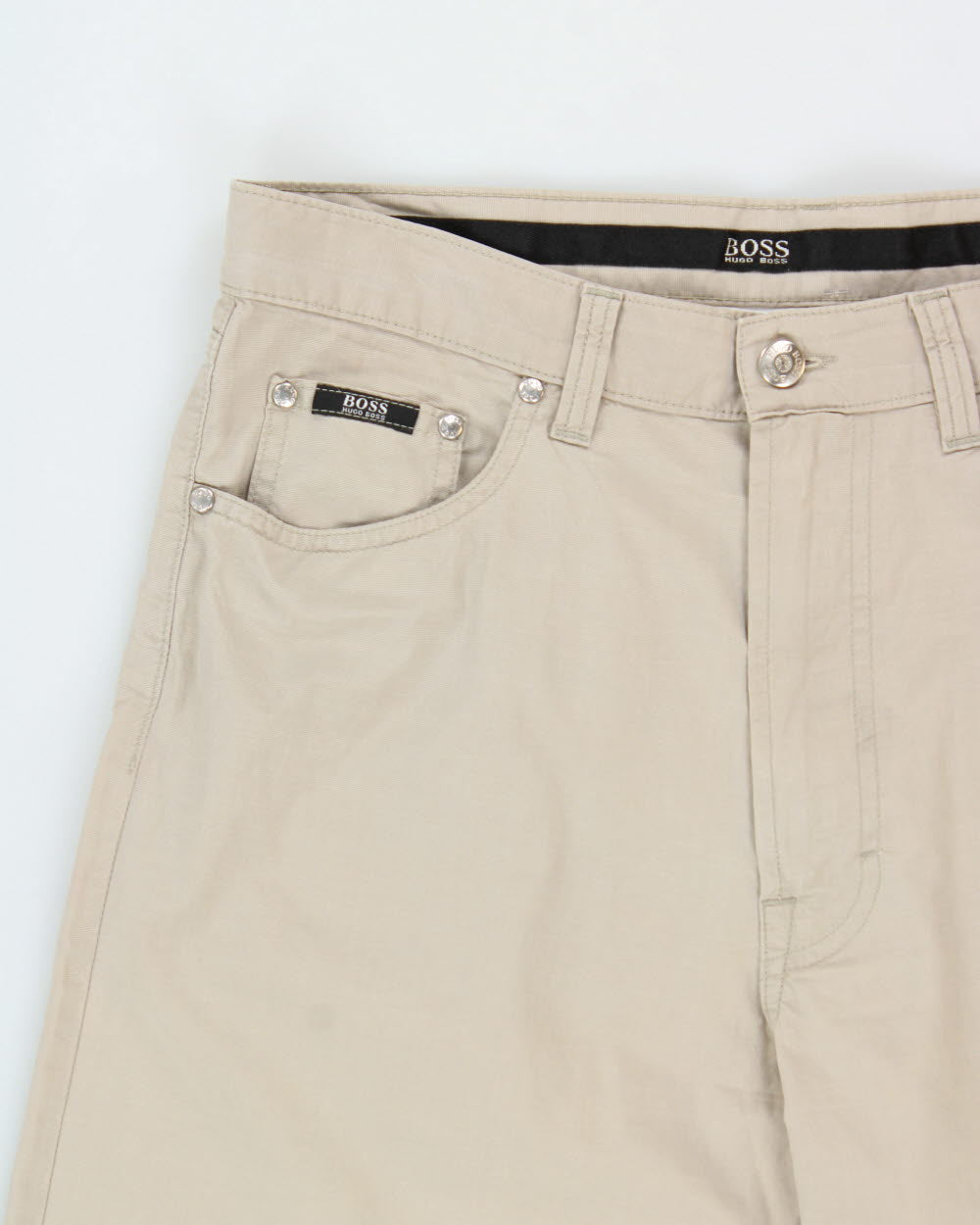 Vintage 1990s Hugo Boss Desert Khaki Lightweight Relaxed Straight Leg Trousers - W33 L32