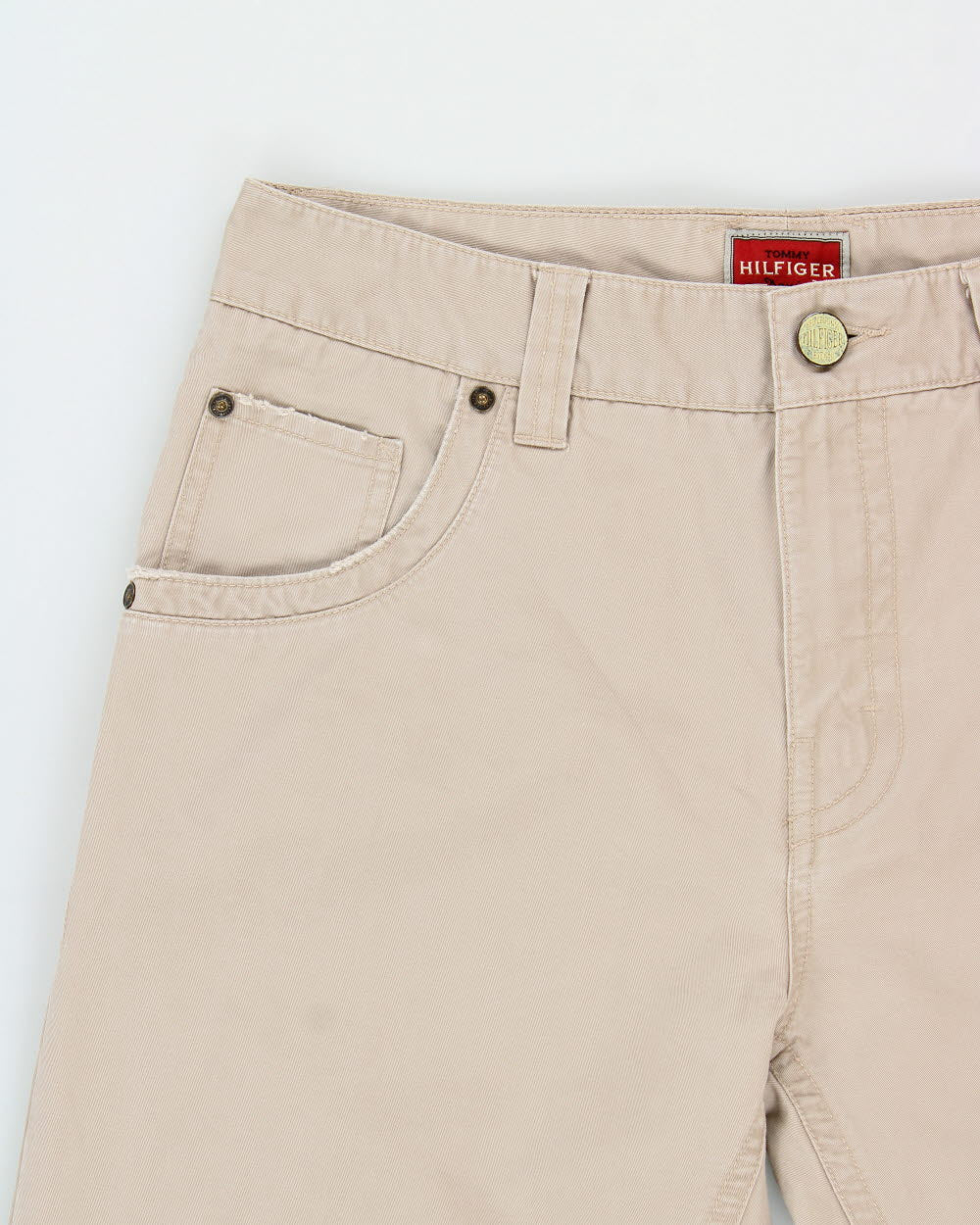 Vintage Y2K 00s Tommy Hilfiger Denim Desert Khaki Flap Pocket Straight Leg Trousers - W31 L30