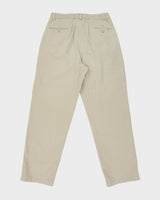 Vintage 1990s Polo Ralph Lauren Khaki Double Pleated Made In USA Relaxed Fit Chino Trousers - W32 L31