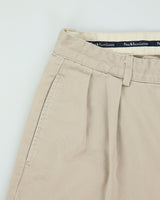 Vintage 1990s Polo Ralph Lauren Khaki Double Pleated Made In USA Relaxed Fit Chino Trousers - W32 L31