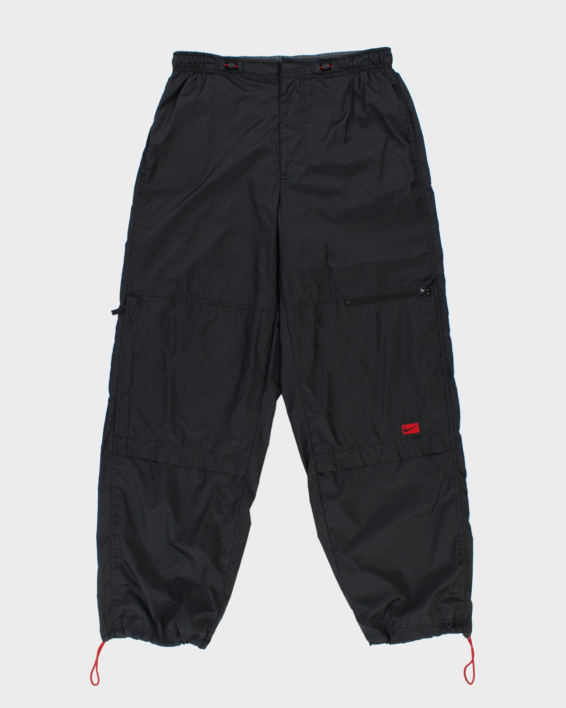 Vintage 2001 Y2K Nike Honeycomb Shell Adjustable Relaxed Fit Wide Leg Tech Tracksuit Bottoms - L
