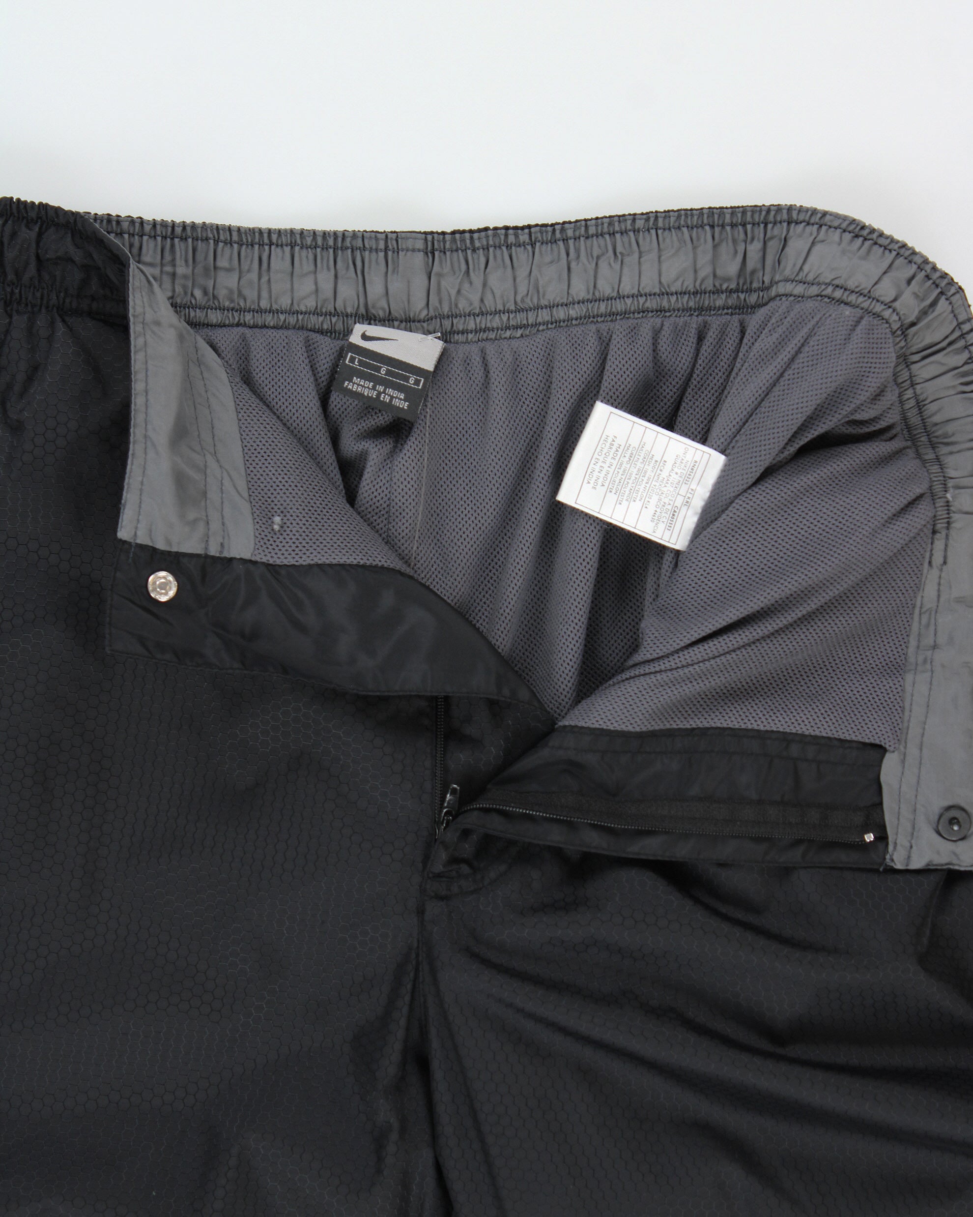 Vintage 2001 Y2K Nike Honeycomb Shell Adjustable Relaxed Fit Wide Leg Tech Tracksuit Bottoms - L