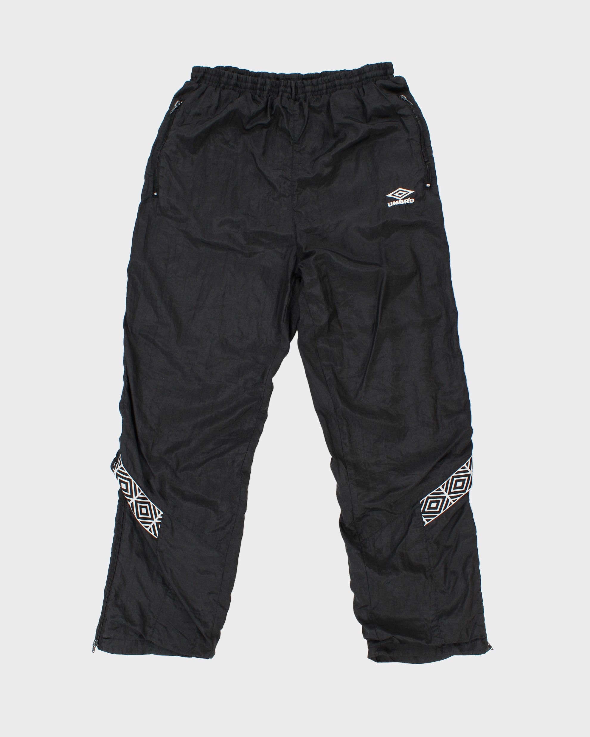 Vintage 1990s Umbro Classic Diamond Shell Relaxed Fit Zip Cuff Tracksuit Bottoms - L