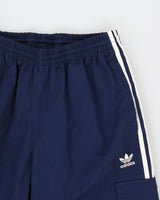 Adidas Originals Navy Shell Multi-Pocket Relaxed Fit Straight Leg 3-Stripe Tracksuit Bottoms - M