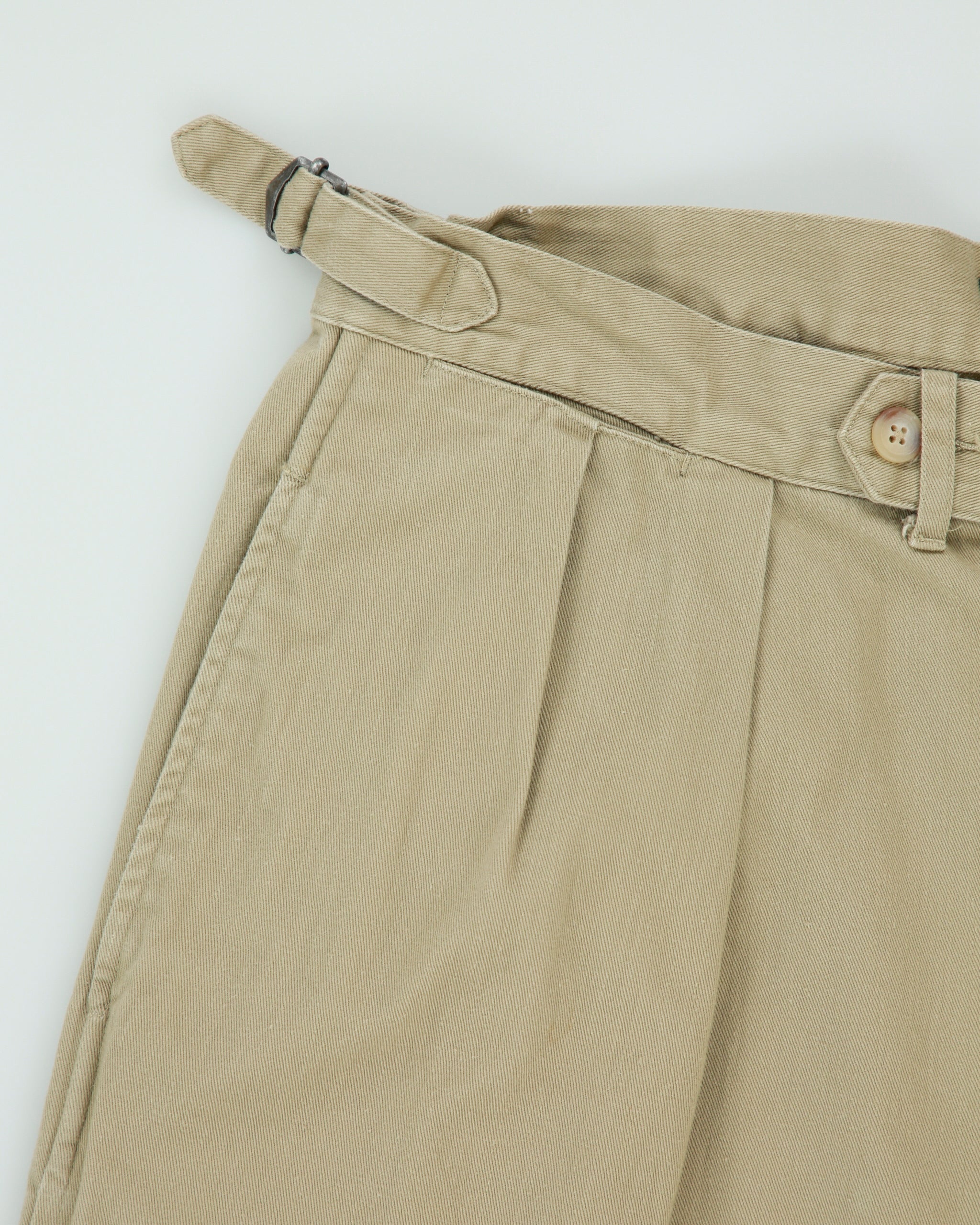 Vintage 1990s Polo Ralph Lauren Golf Khaki Double Pleated Adjustable Relaxed Fit Canvas Chino Trousers - W36 L31