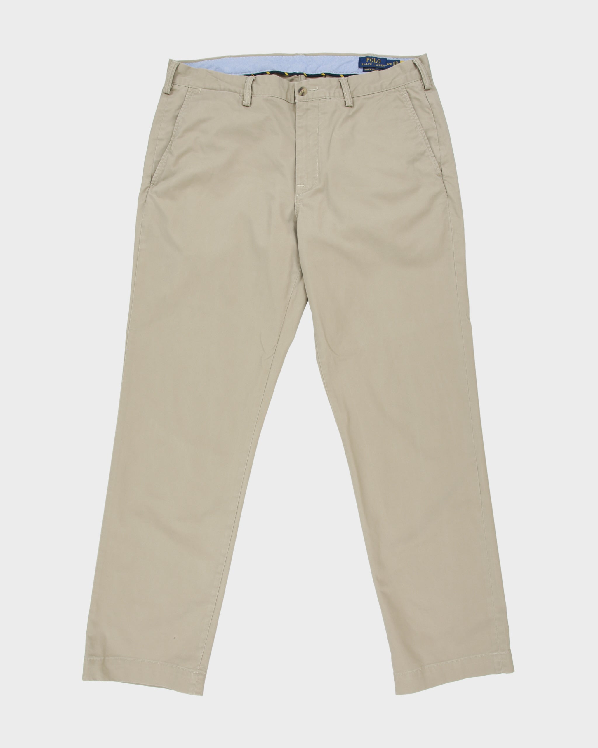 Vintage Polo Ralph Lauren Khaki Stretch Straight Fit Classic Twill Chino Trousers - W36 L32