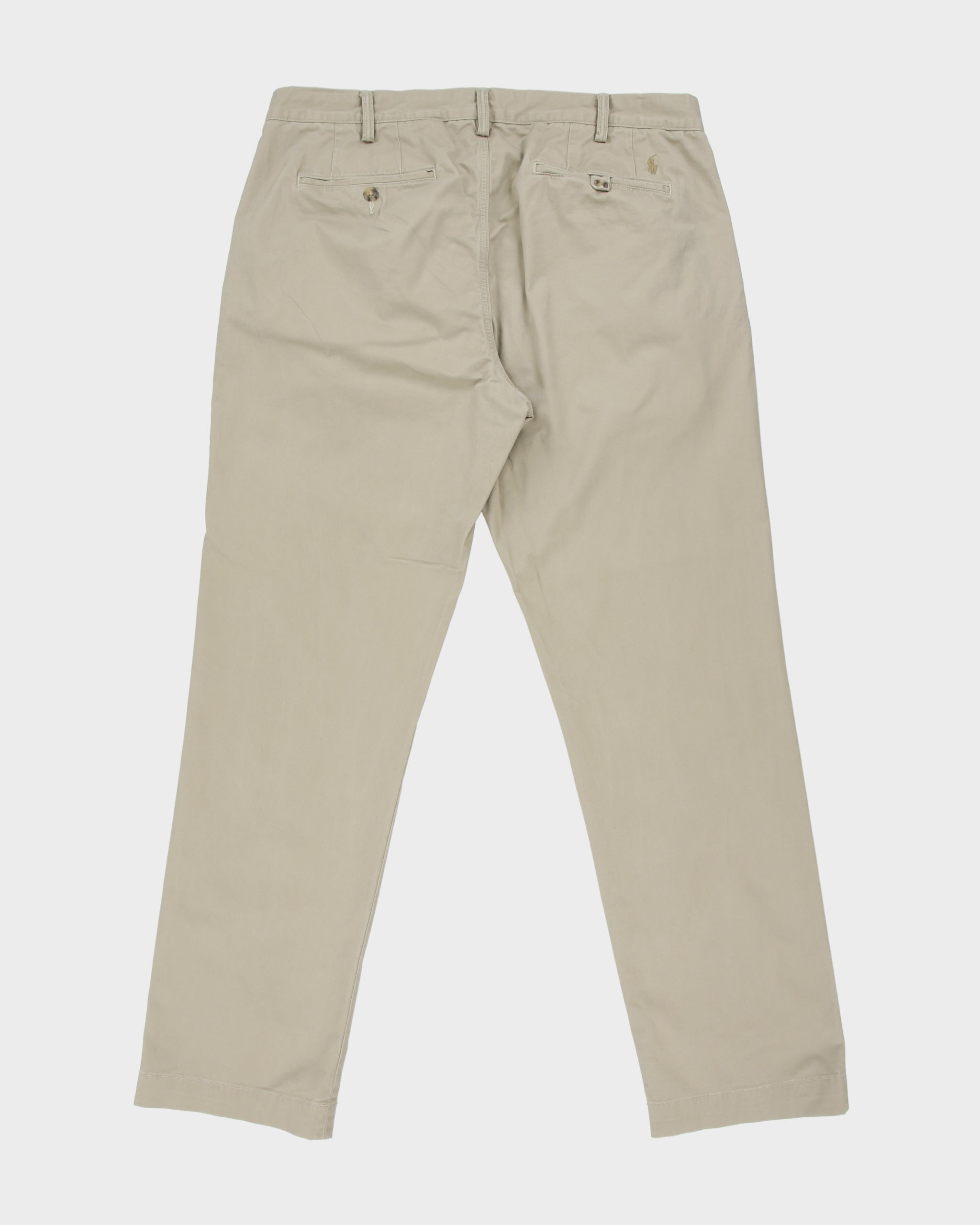 Vintage Polo Ralph Lauren Khaki Stretch Straight Fit Classic Twill Chino Trousers - W36 L32
