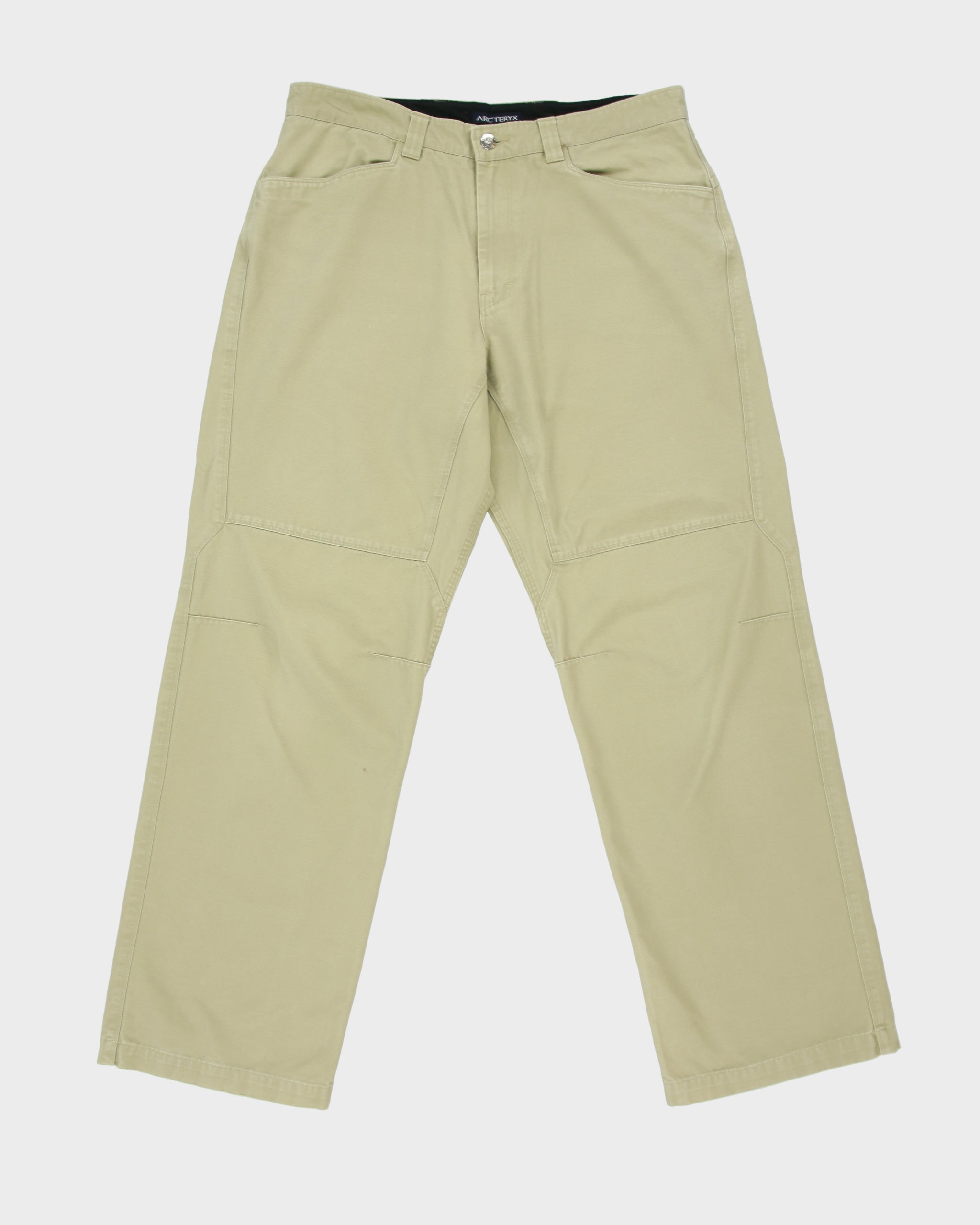 Vintage 2005 Y2K Arc'teryx Desert Khaki Cronin Cotton Mid-Rise Canvas Wide Leg Hiking Trousers - W34 L32